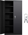 Black Metal Locking Steel Storage Cabinet with Shelves L42493