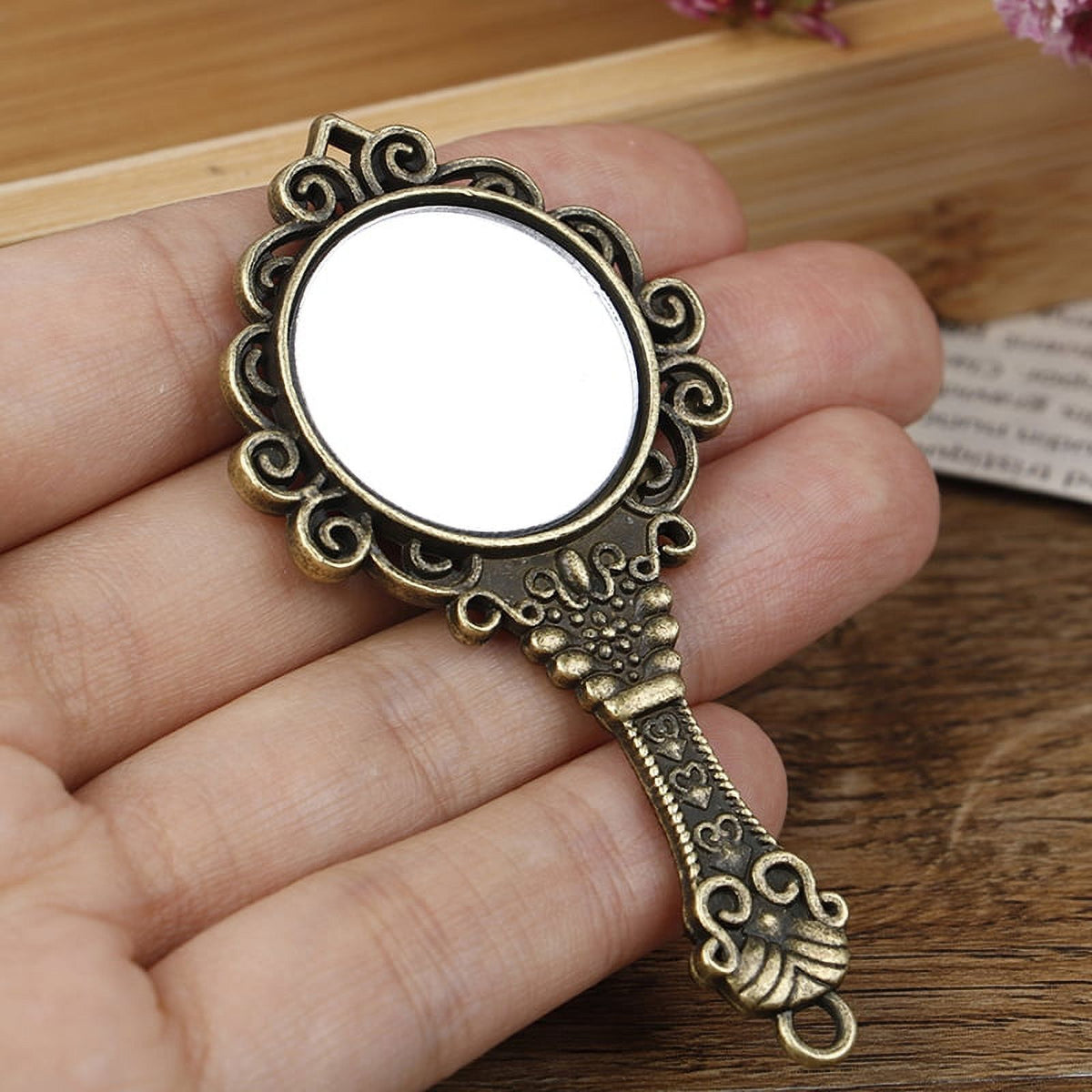 Vintage Metal Frame Mirror Dollhouse Miniature Bathroom Furniture N6031