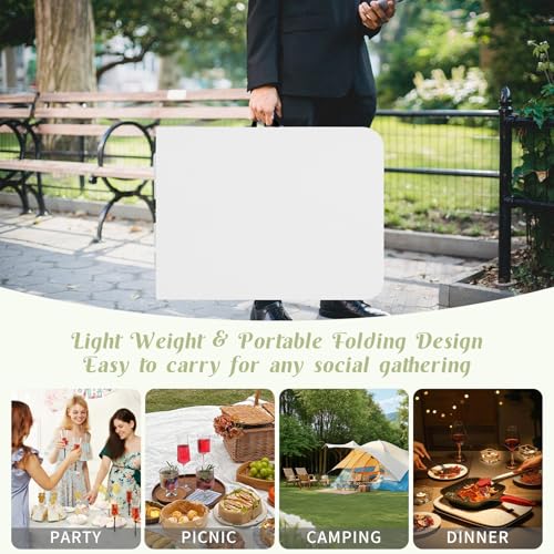 2 Pack 6 FT White Folding Plastic Table with Carrying Handle W2308