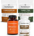 60ct Lions Mane 120ct Cordyceps Turkey Tail Mushroom Powder Capsules Bundle E453