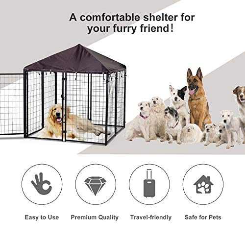 4.6' x 4.6' x 5' Black Welded Wire Outdoor Dog Kennel H359973
