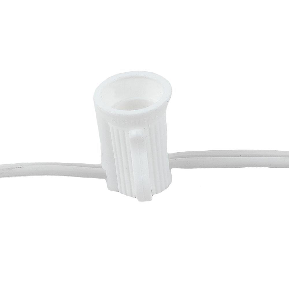 250 Foot C7 Christmas Stringer Bulk Reel, White Wire, Candelabra Base X4088
