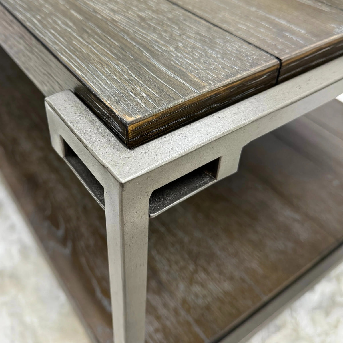 Graphite Gray Wood/Metal End Table with Shelf S648