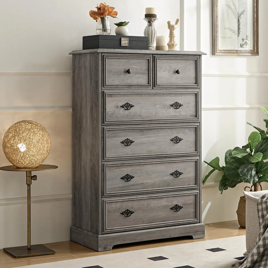 Grey 6 Drawer Wood Dresser S787717