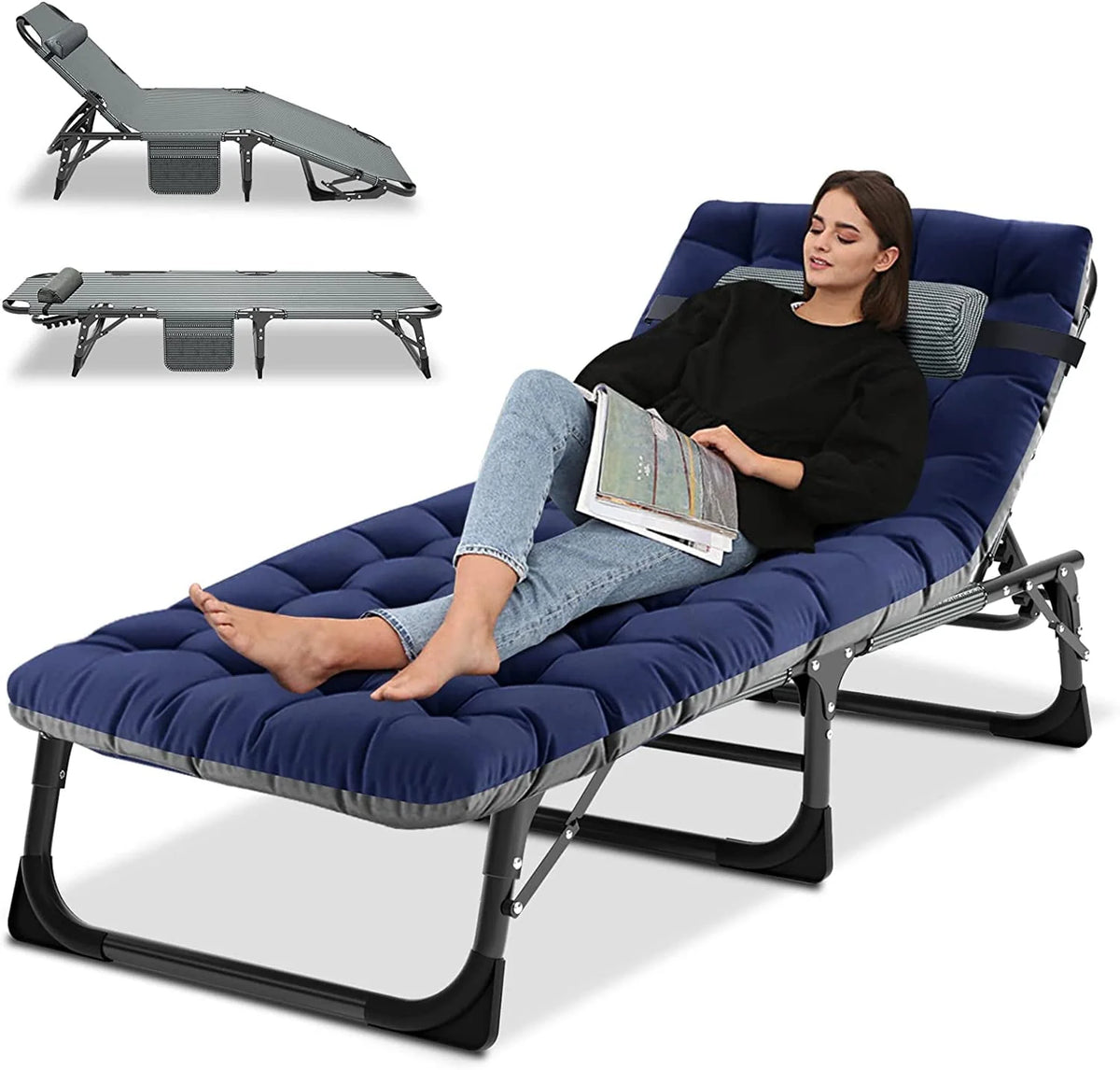 Portable Folding Camping Cot Bed with Mattress & Pillow M19637