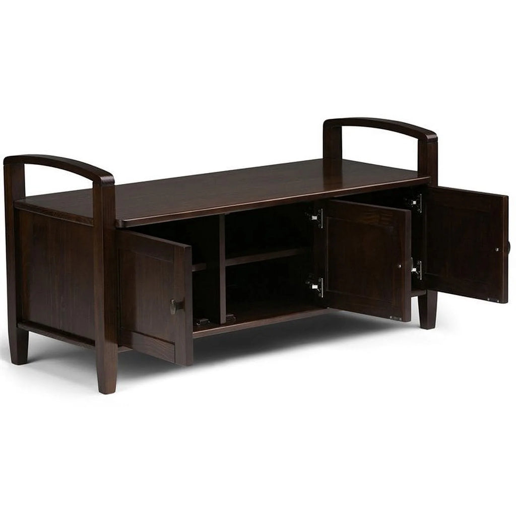 22" Wood Entryway Bench in Tobacco Brown Stain X377011