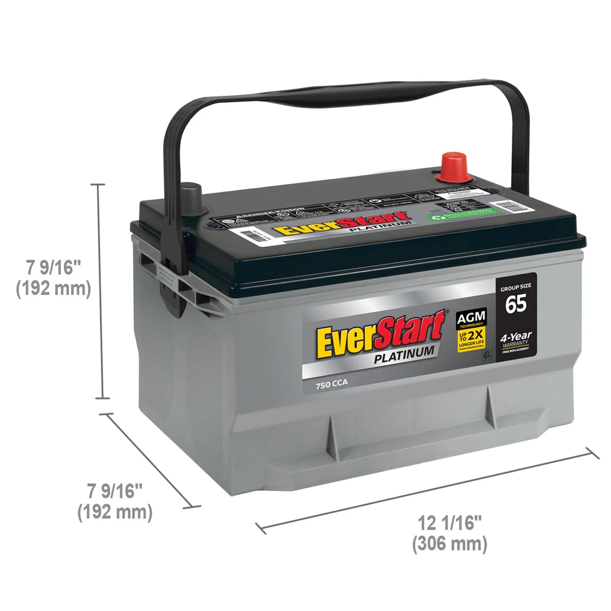 AGM Automotive Battery Group Size 65 12 Volt 775 CCA K928