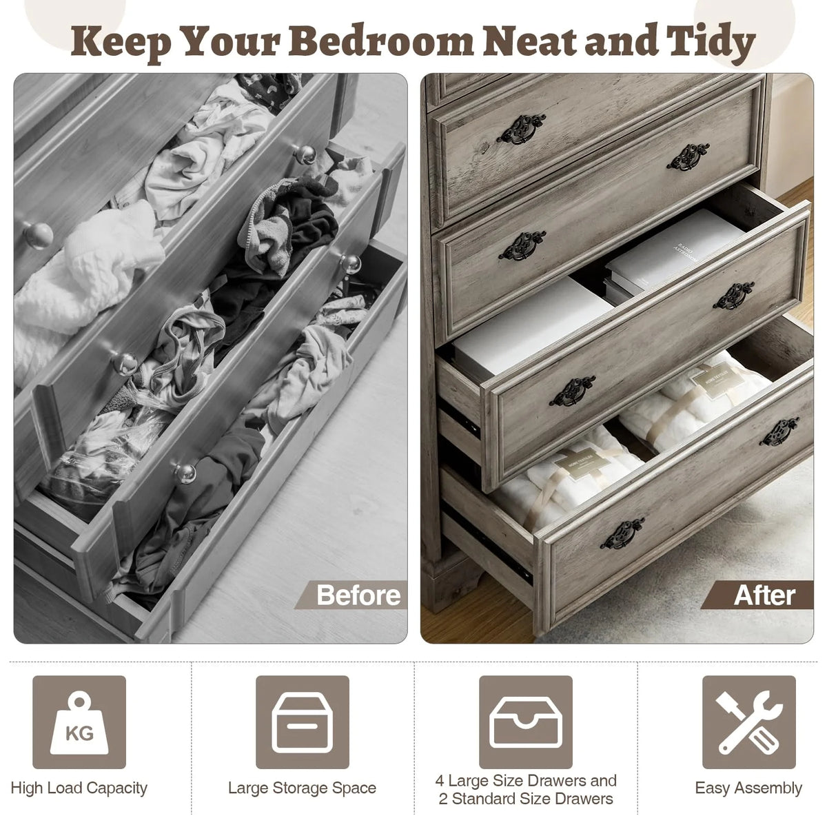 Grey 6 Drawer Wood Dresser S787717