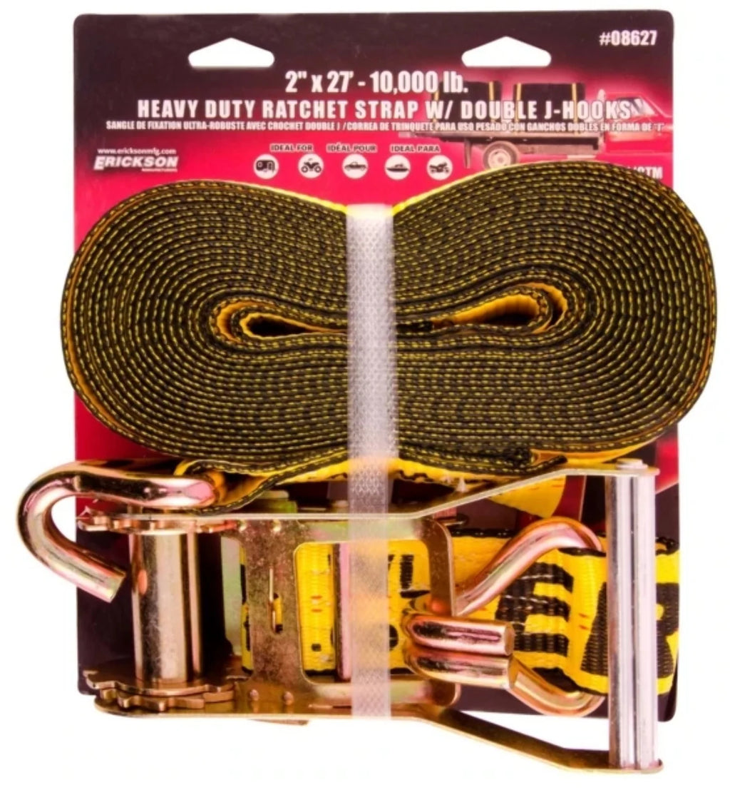2" x 27' Ratcheting Tie-Down Strap with Double J-Hooks J428409