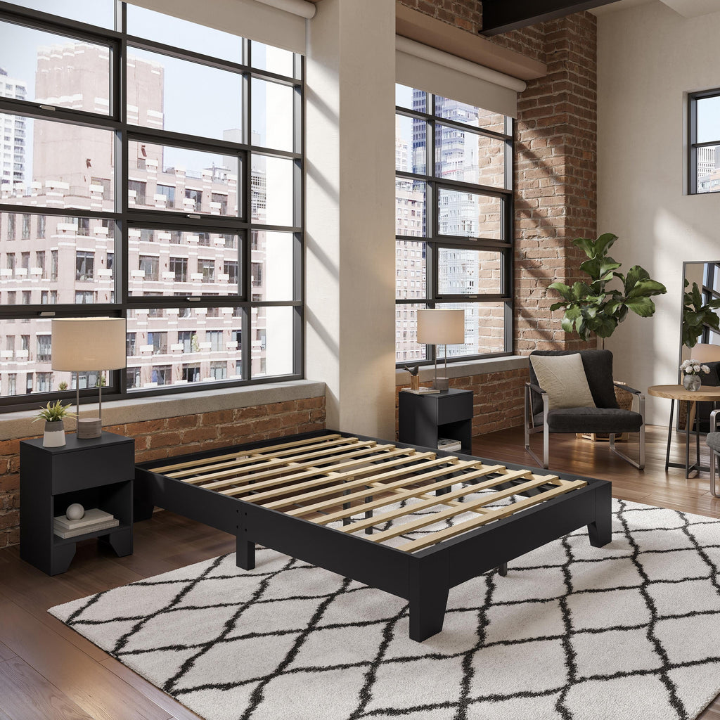 Black Full Platform Bed Frame E327
