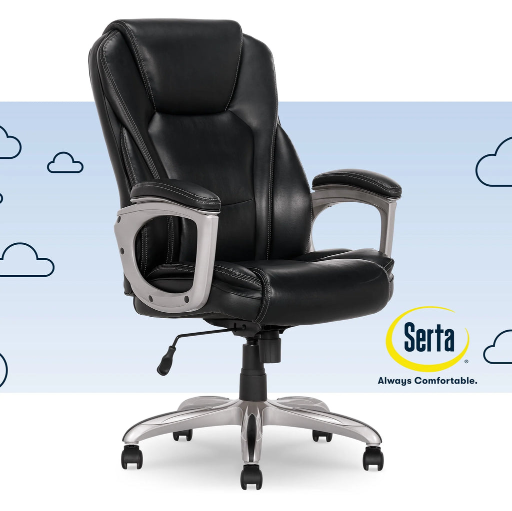Black Bonded Leather Office Chair with Memory Foam F4481