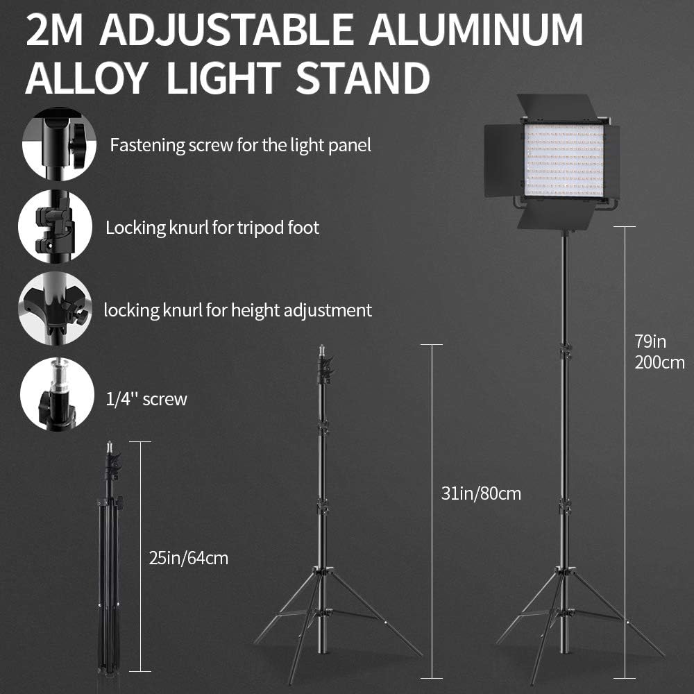 2 Kits Bi-Color LED Video Light Kit with Light Stand P53495