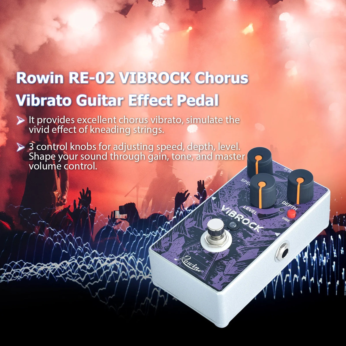 Chorus Guitar Effect Pedal with Speed Depth Control Knobs True Bypass Metal Shell Y648463