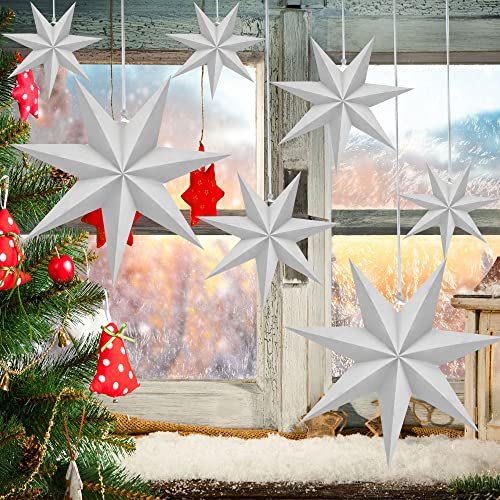 12 Pack 3D White Paper Star Lanterns Y305