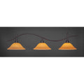 Three Light Billiard Dark Granite Finish with Cayenne Linen Glass U5884