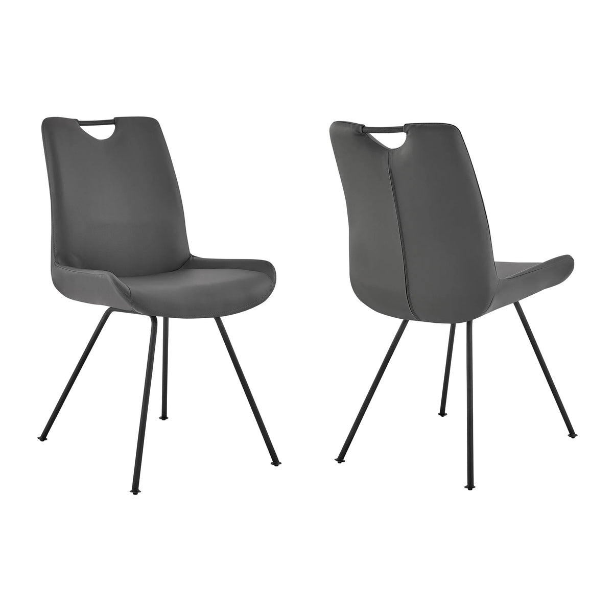 Grey Faux Leather Dining Chair Set of 2 Z5089