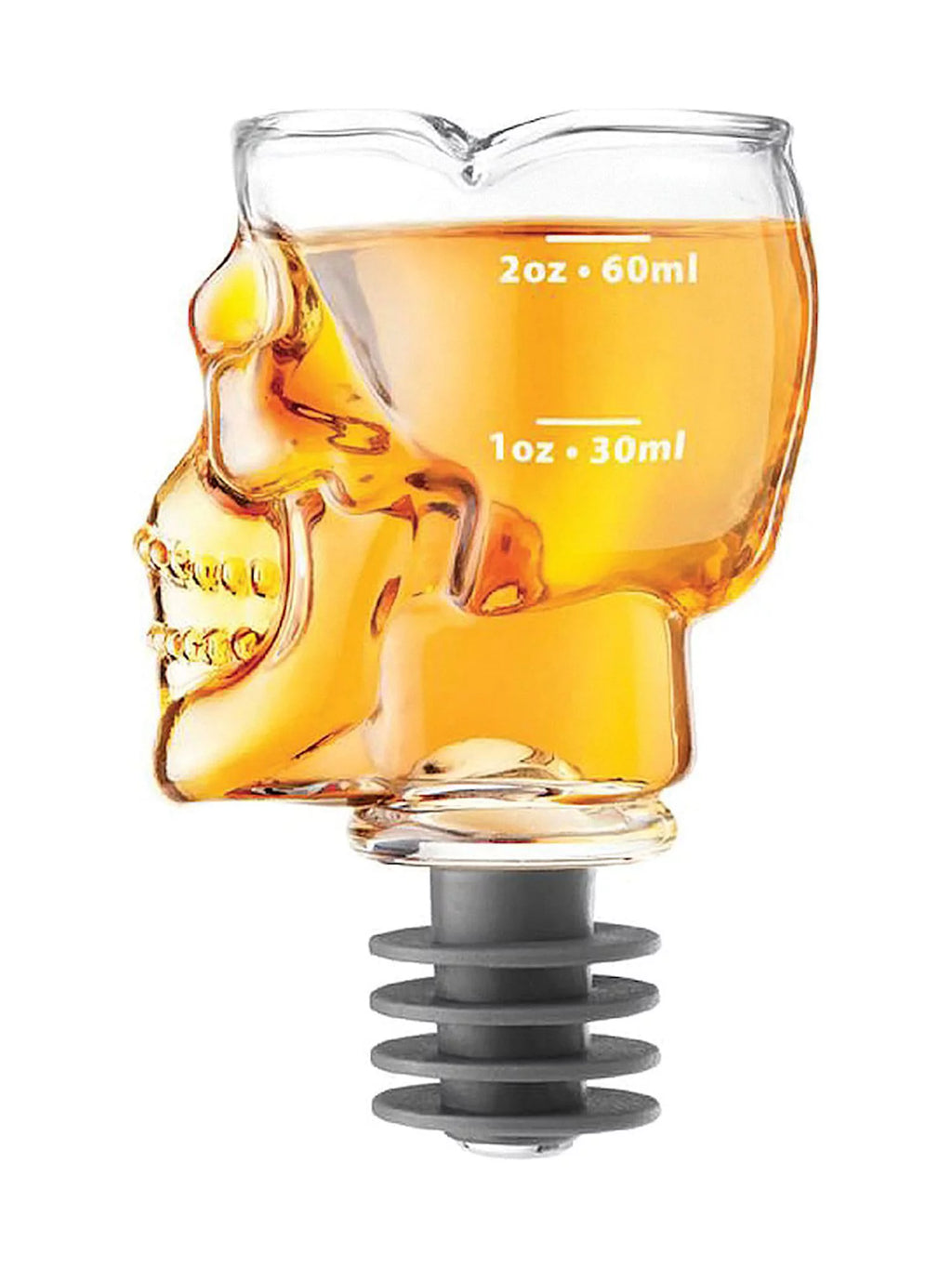 Skull Shaped Bottle Stopper Jigger Shot Glass K94040