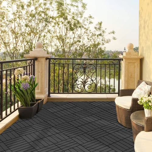 12 x 12 inches Composite Interlocking Decking Tile, 27 Pieces Dark Grey N7789