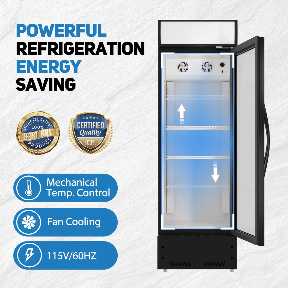 24'' Commercial Glass Door Merchandiser Refrigerator Black R1749