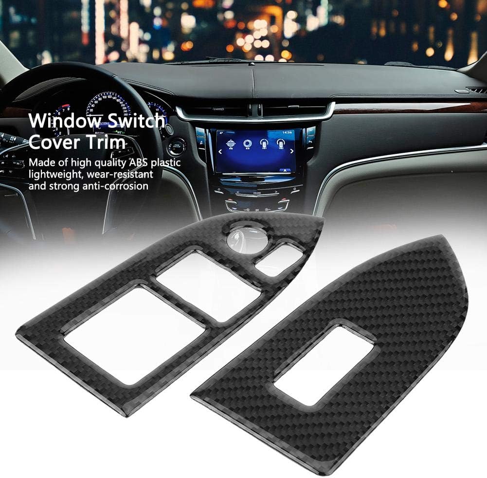Carbon Fiber Self-Adhesive Window Switch Button Cover Trim, Pack of 2 K3490
