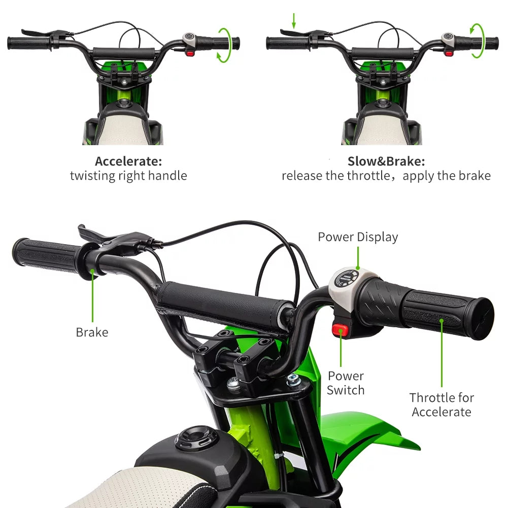 24V 250W Electric Off-Road Motorcycle Green O750395