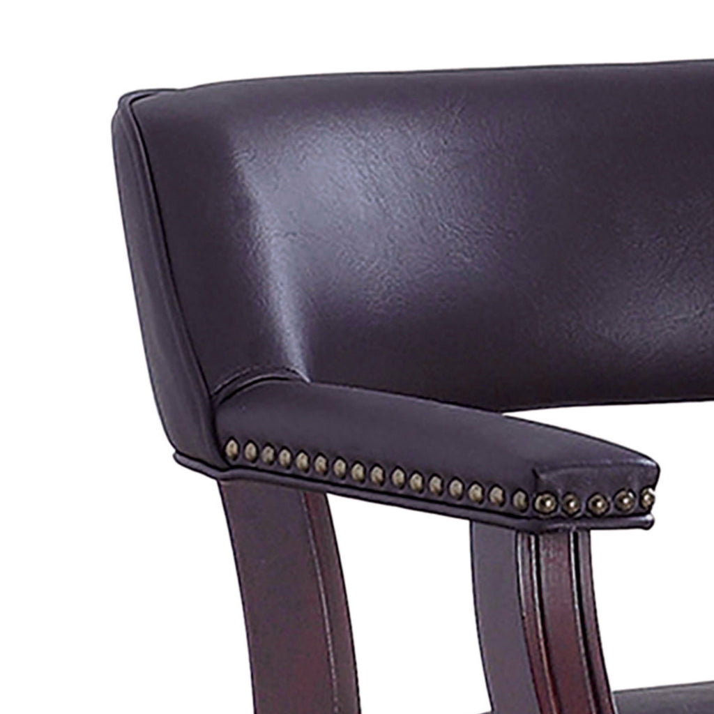 Brown Leatherette Accent Chair with Cut Out Back P3659