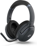 Wireless Noise Isolation Over Ear Bluetooth Headset with Detachable Mic, 35H Playtime, USB-C Fast Charging, Black Blue I879