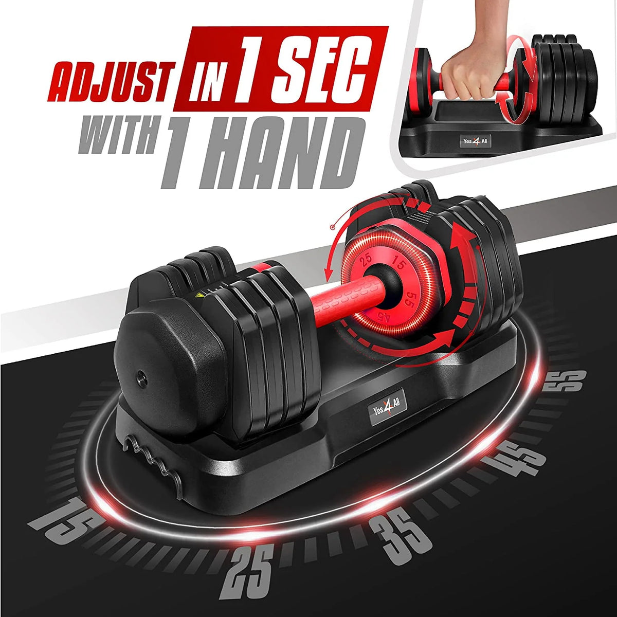 Adjustable Dumbbell 15-55 Black Single I256049