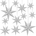 12 Pack 3D White Paper Star Lanterns Y305