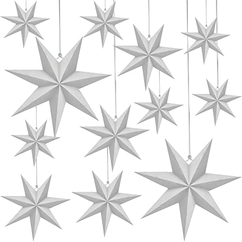 12 Pack 3D White Paper Star Lanterns Y305