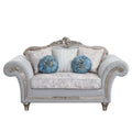 Light Gray Linen Loveseat with 5 Pillows Q920040
