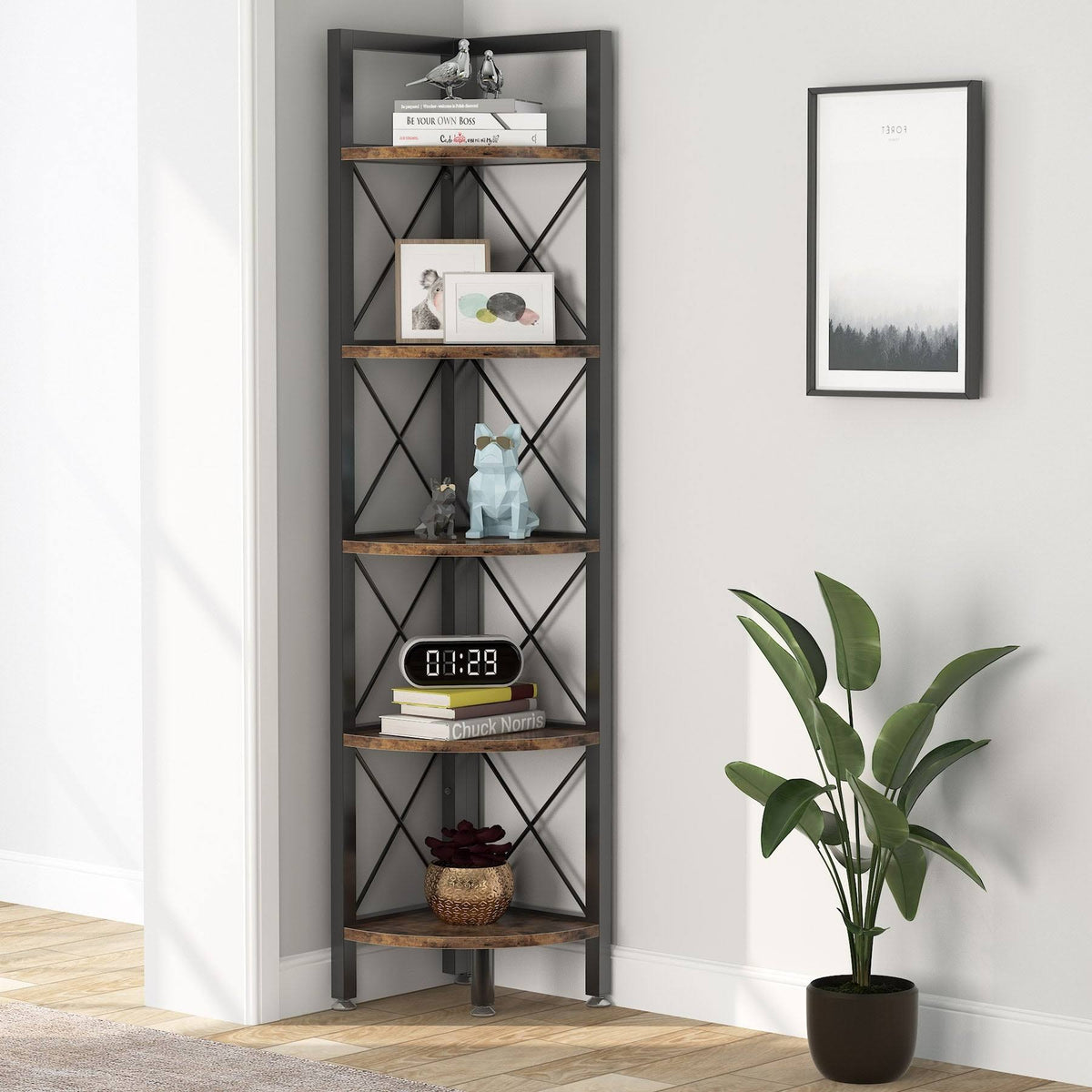 5-Tier Corner Bookshelf Black I540