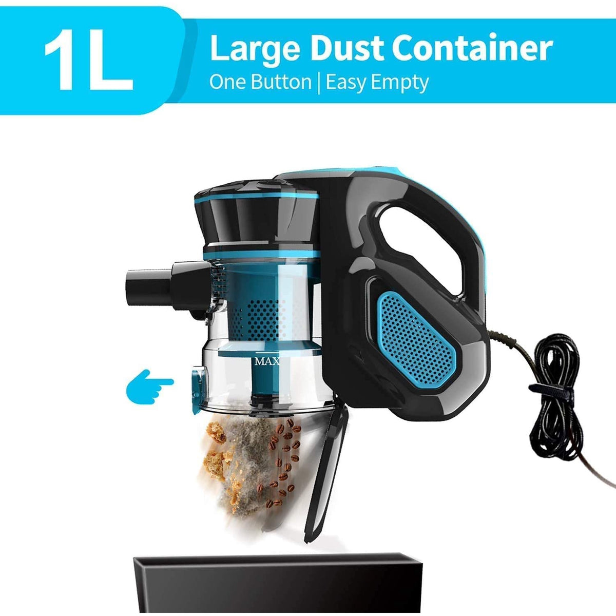Corded Stick Vacuum Cleaner, 18Kpa, 600W Motor, 3-in-1 Multi-cyclone Filtration Lightweight Vacuum Cleaner B820