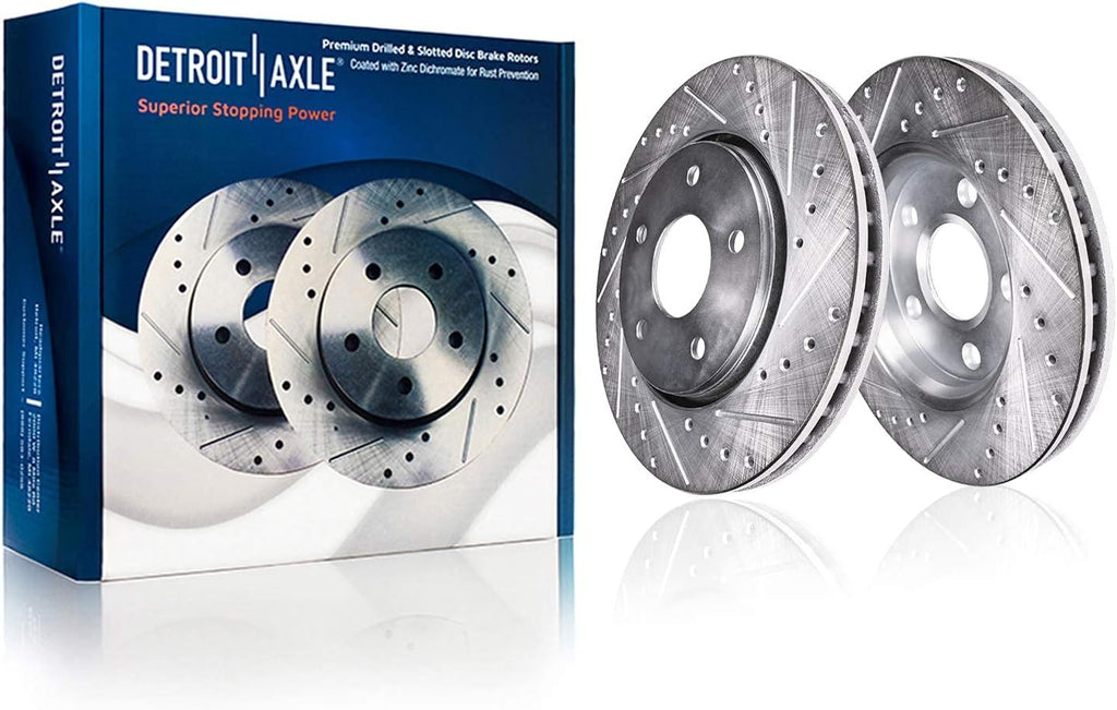 Front Drilled and Slotted Disc Rotors Brake Pads 6pc Set S81721