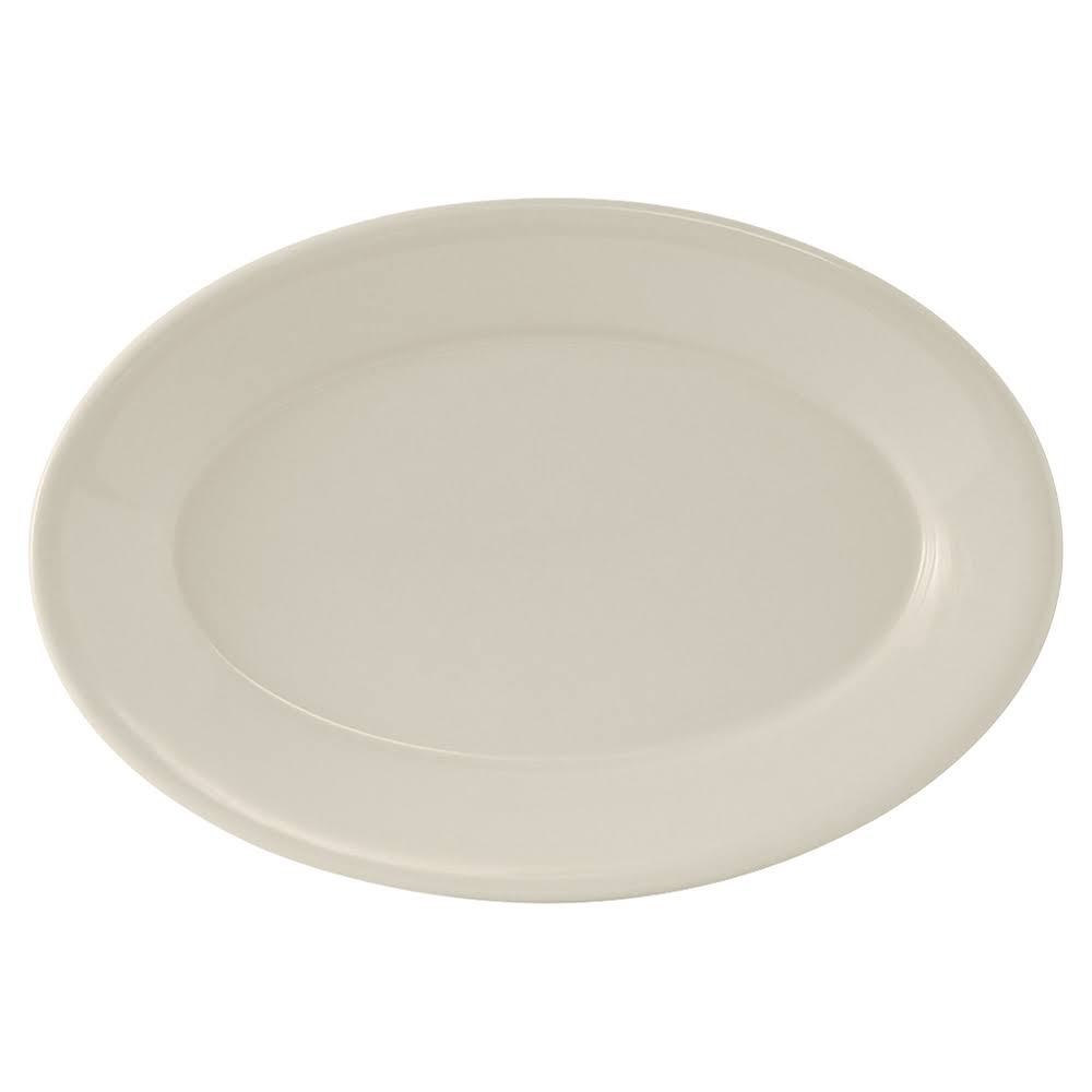 American White Eggshell Wide Rim Rolled Edge Oval China Platter R350958