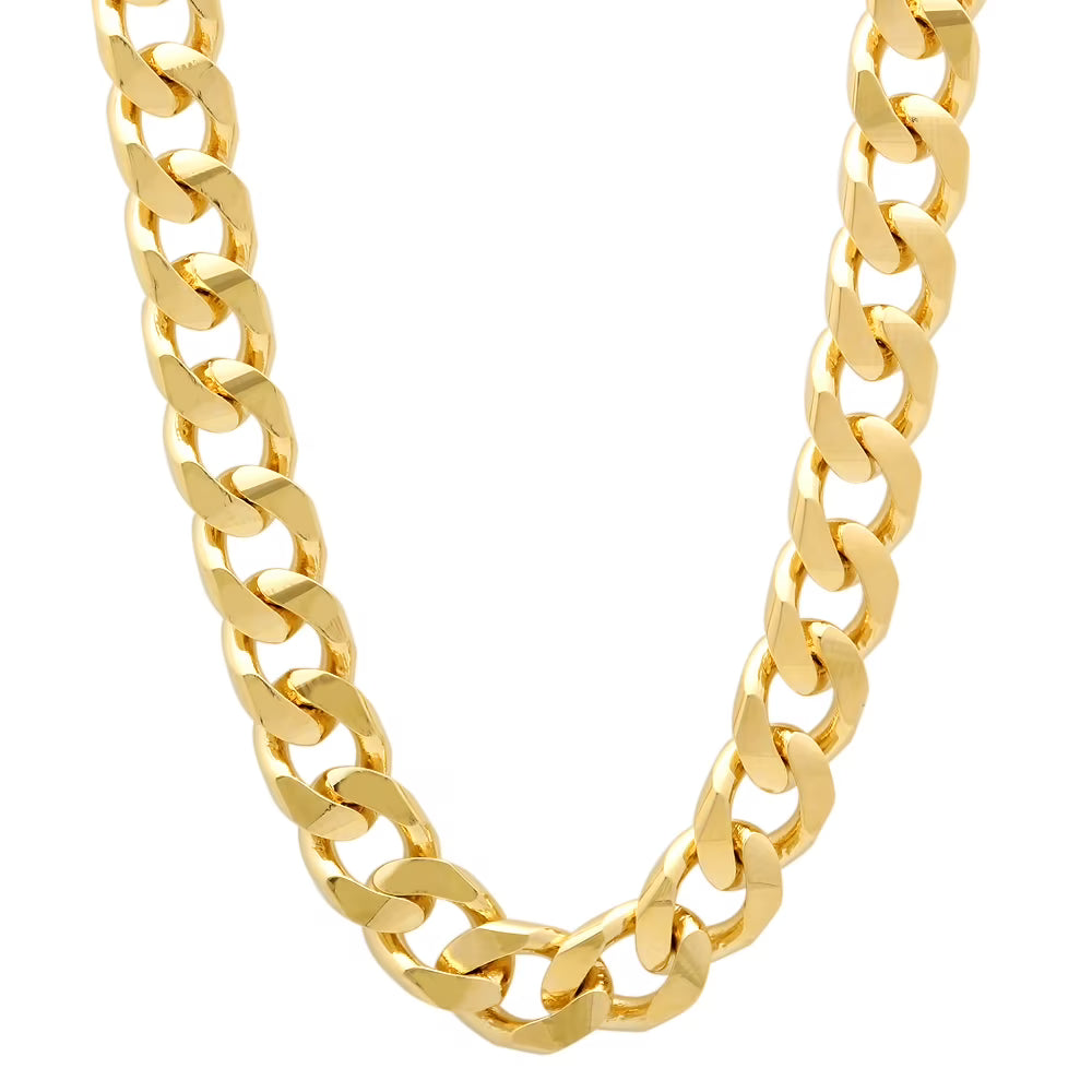 14k Yellow Gold Plated Curb Choker Chain Necklace, 20 inches Z7433
