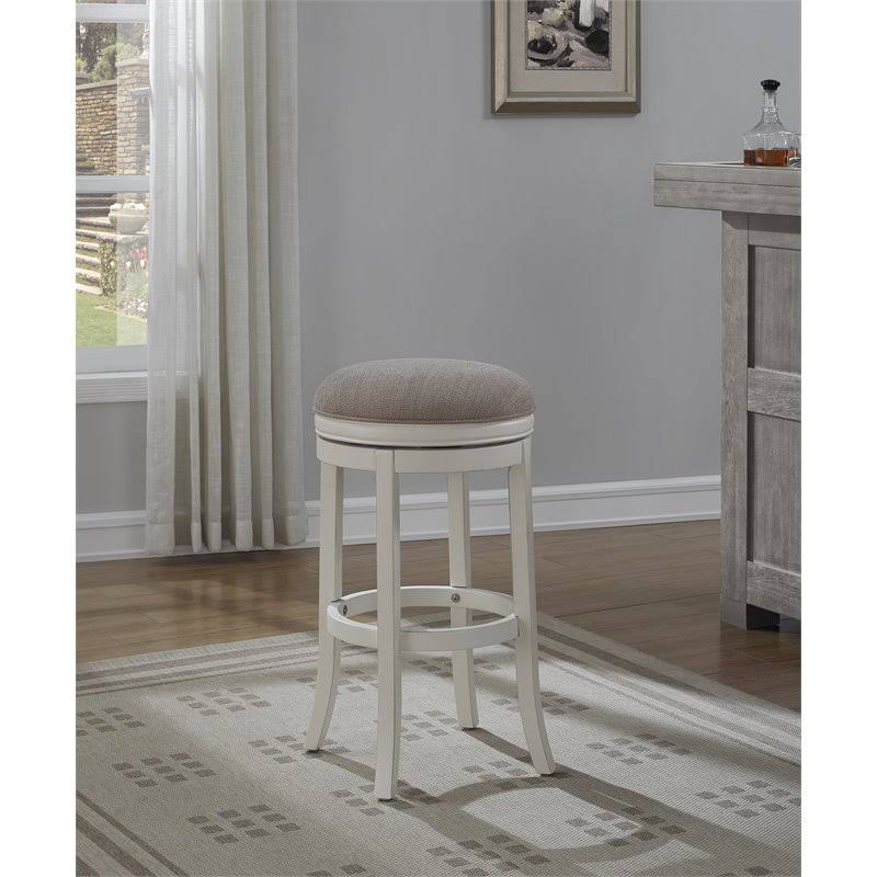 Distressed Antique White Backless Counter Stool R370838