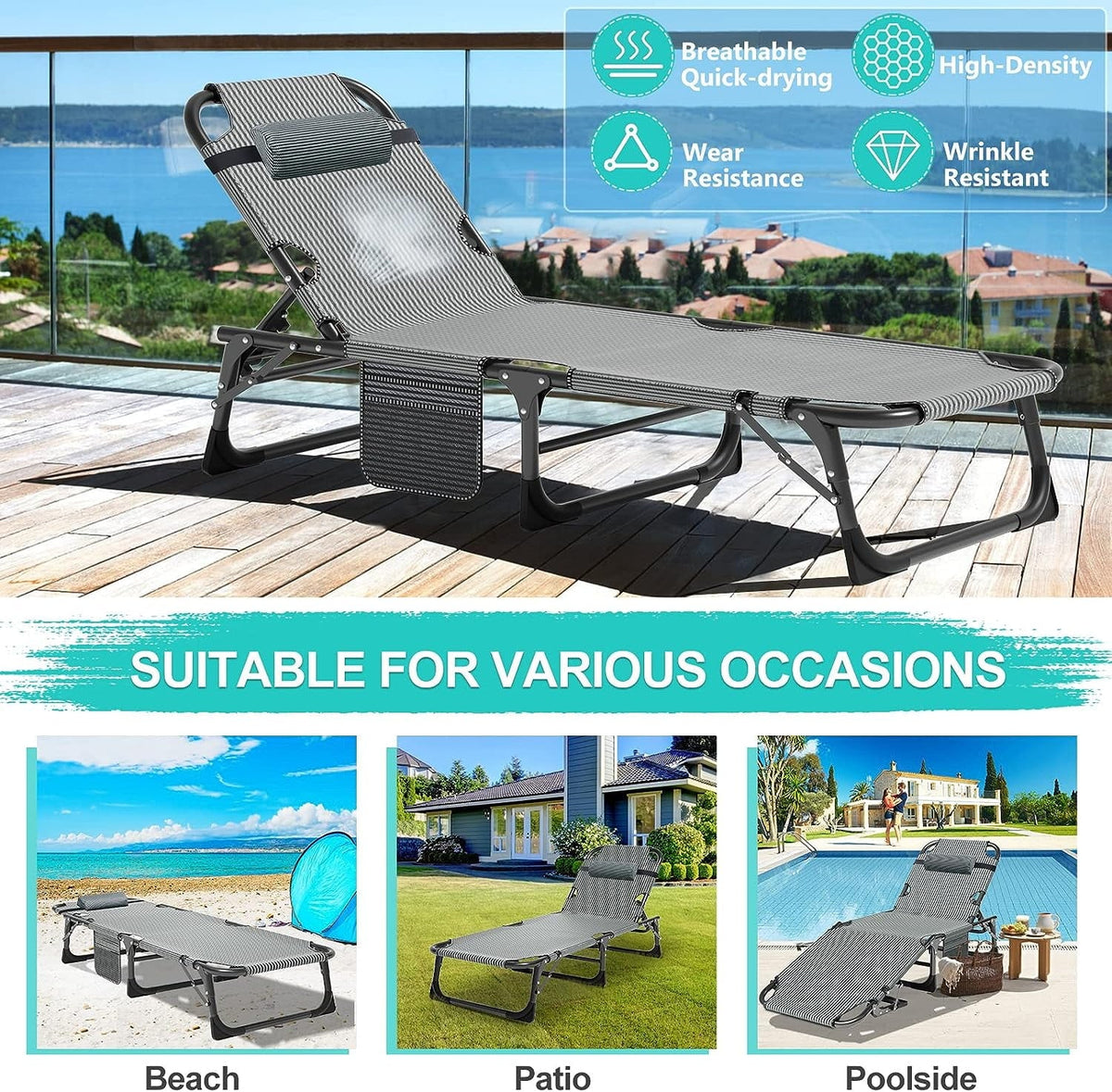 Portable Folding Camping Cot Bed with Mattress & Pillow M19637