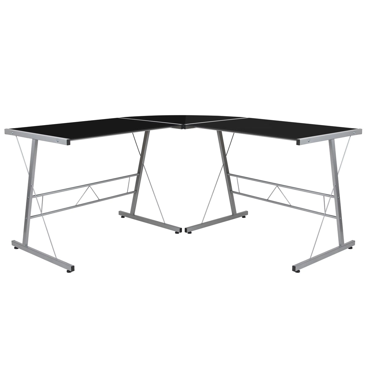 L-Shaped Gaming Desk with Black Tempered Glass Top Z49132