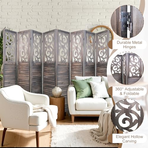 8 Panel Wood Peg Board Room Divider U6159