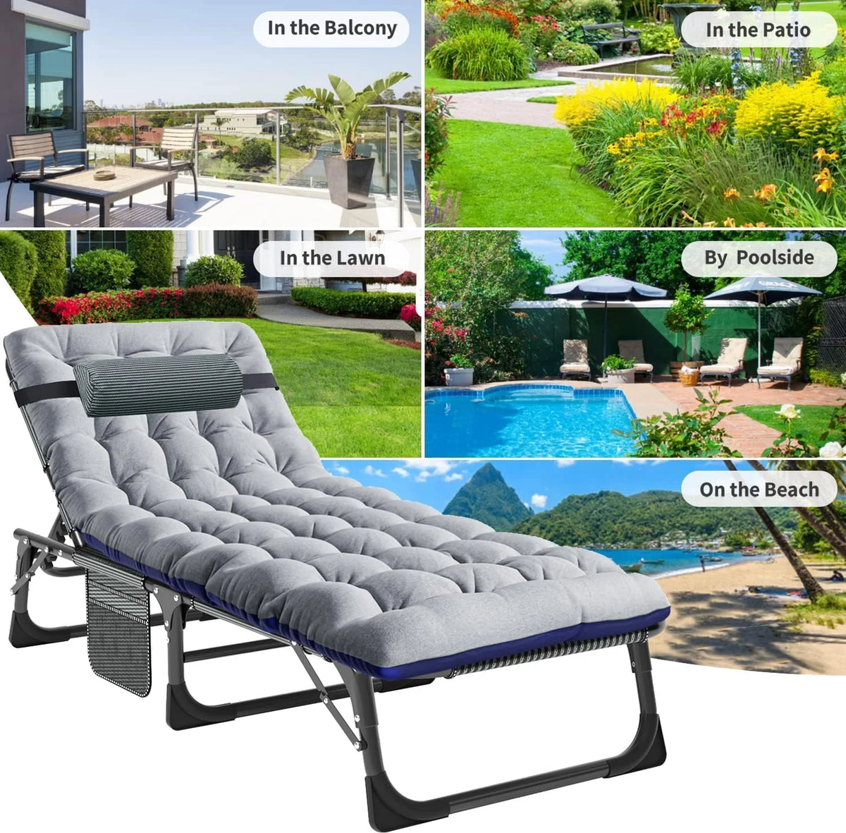 Portable Folding Camping Cot Bed with Mattress & Pillow M19637