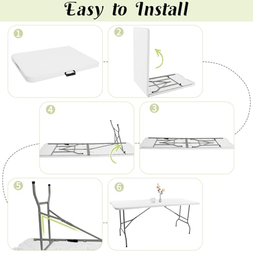 2 Pack 6 FT White Folding Plastic Table with Carrying Handle W2308