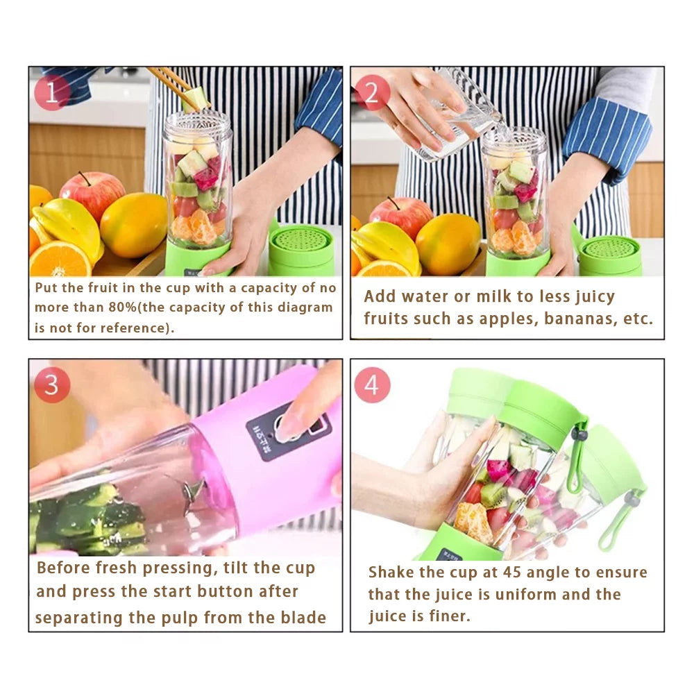 Portable Mini Blender USB Rechargeable Pink C166