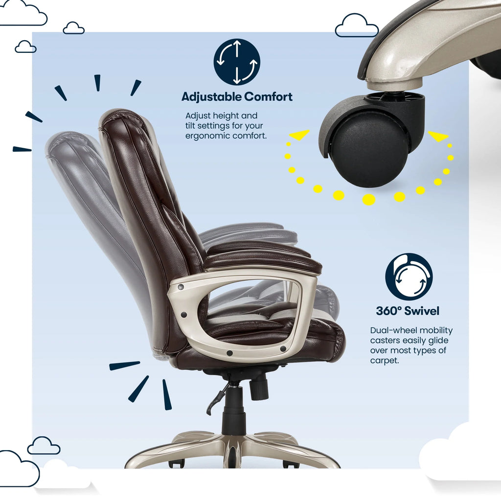 Black Bonded Leather Office Chair with Memory Foam F4481