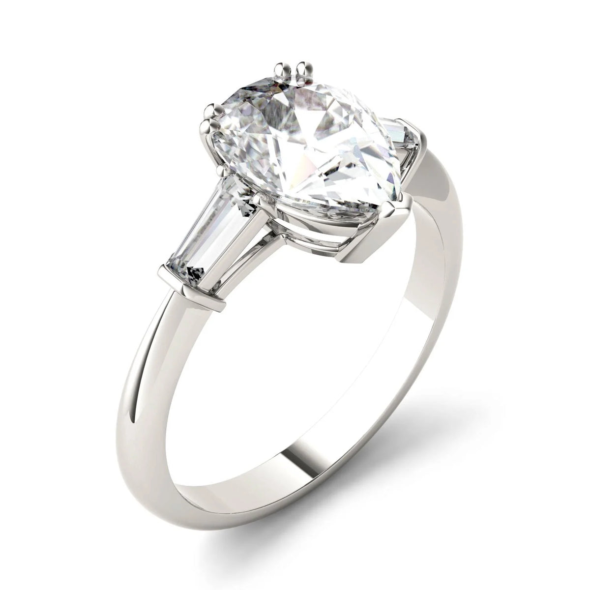 Pear Cut Moissanite Engagement Ring 2.47 DEW M9354