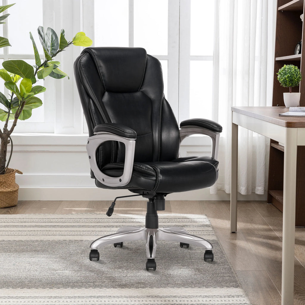 Black Bonded Leather Office Chair with Memory Foam F4481