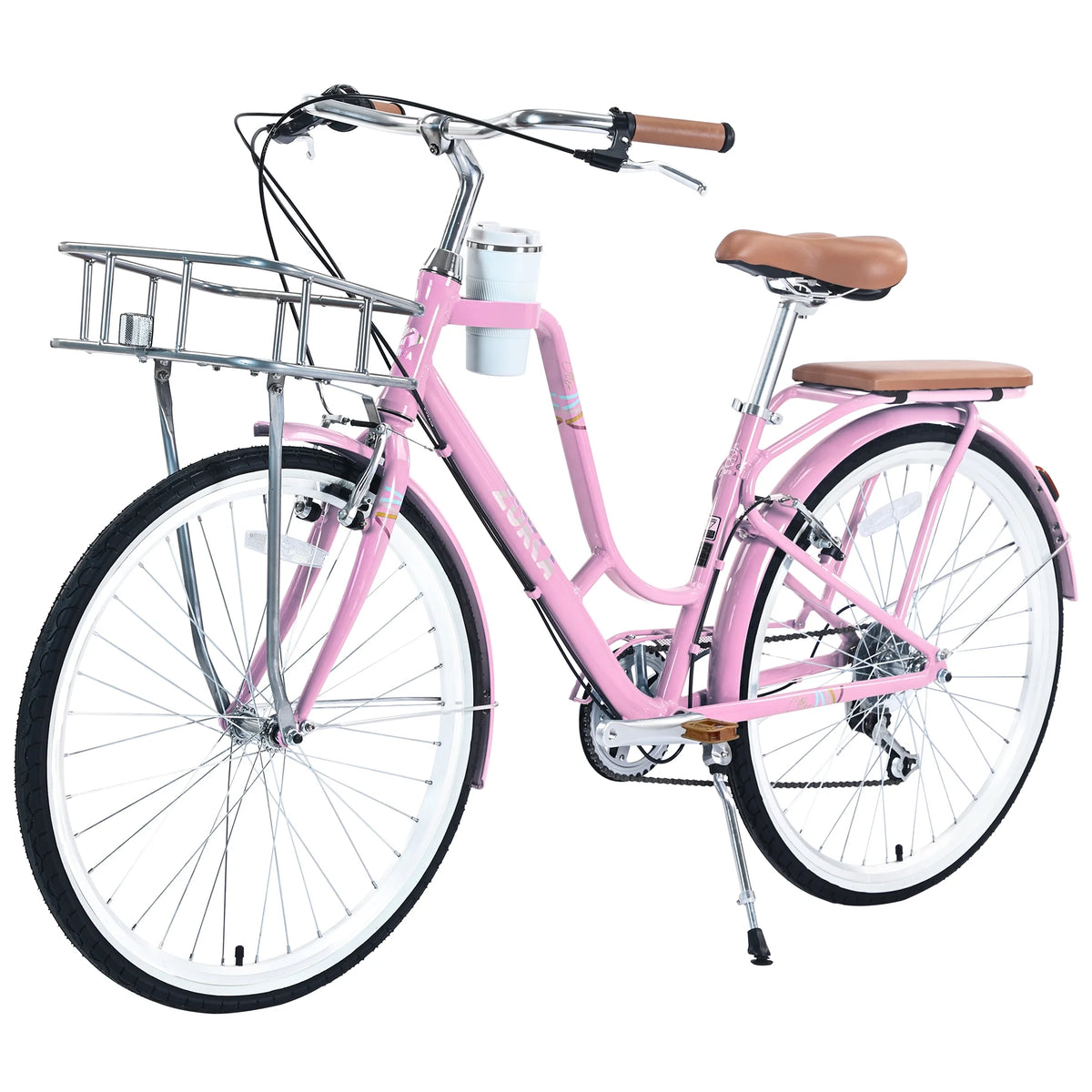 26 inch 7 Speed Pink Cruiser Bike E8536