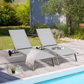 2-Pieces Aluminum Textilene Sling Chaise Lounge Chairs G809223