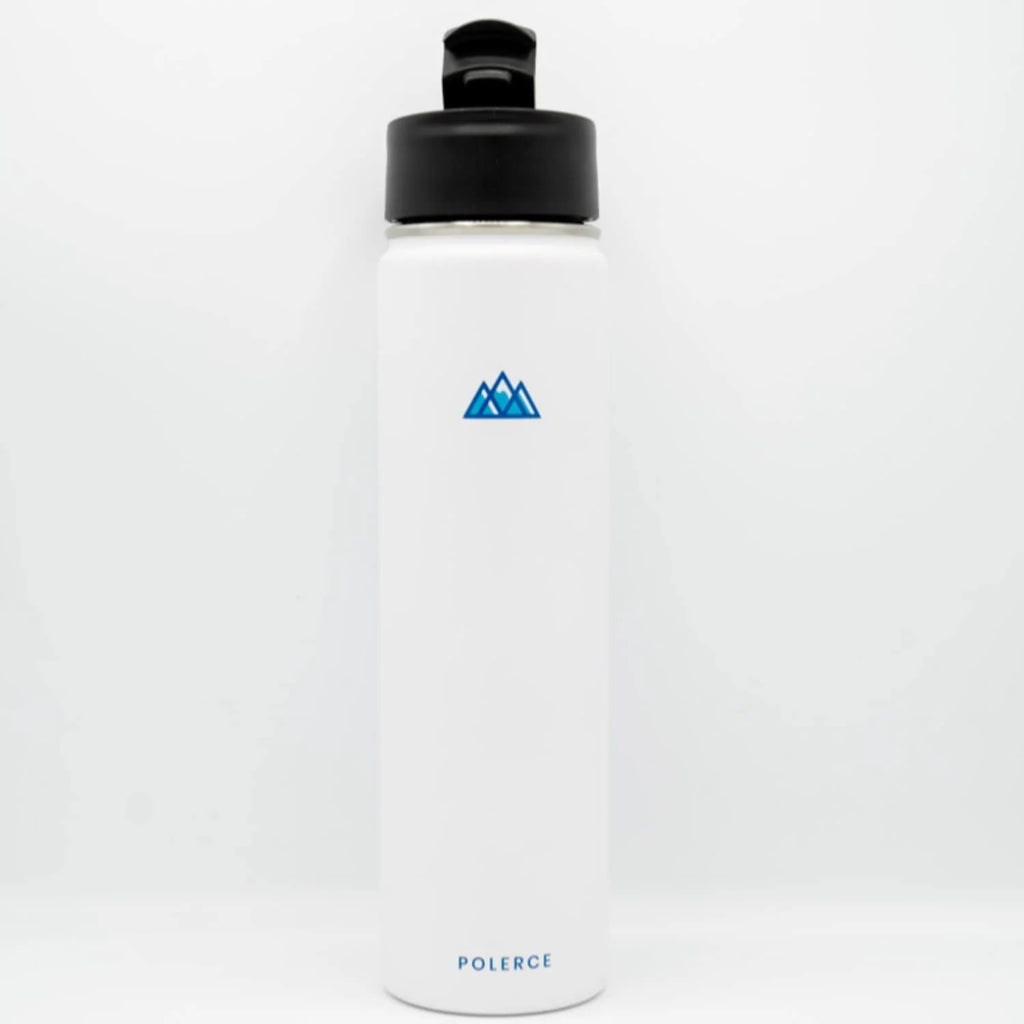 24 Oz White Stainless Steel Vacuum Insulated Bottle with 3 Lids N236