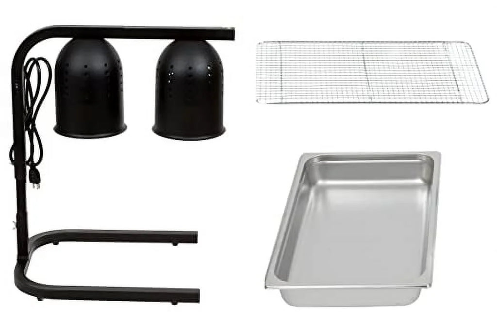 Black Portable Heat Lamp Warmer with Pan and Grate E75468